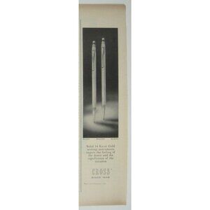 Solid 14 Karat Gold Pen Pencil Set By Cross Since 1846 Print ADVERTISEMENT 1967